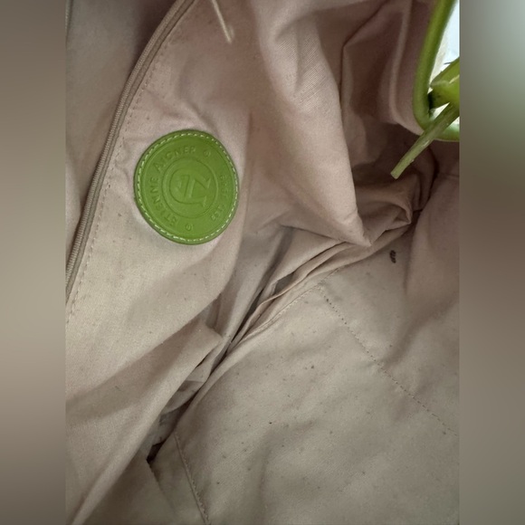 Etienne Aigner Green & Beige Rayon, Cotton Handbag Purse - Picture 3 of 5